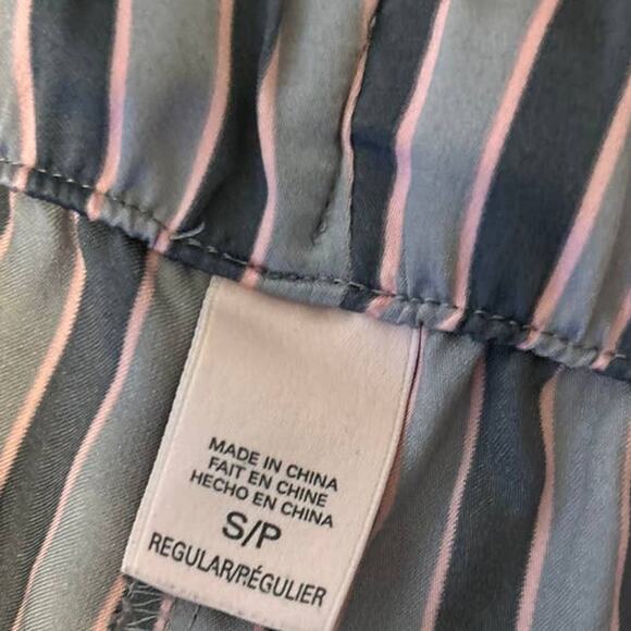 NWOT Victoria’s Secret Charcoal Blue and Pink Stripe Pajama Pants Size Small - Picture 3 of 4